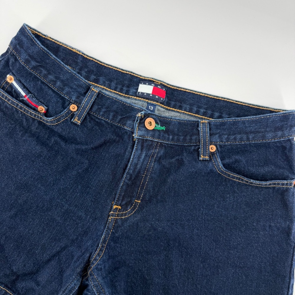 Tommy Jeans Denim Shorts Women 13 Dark Wash Blue‎ Y2K Retro High Rise